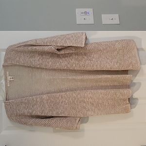 Loose beige open knit cardigan